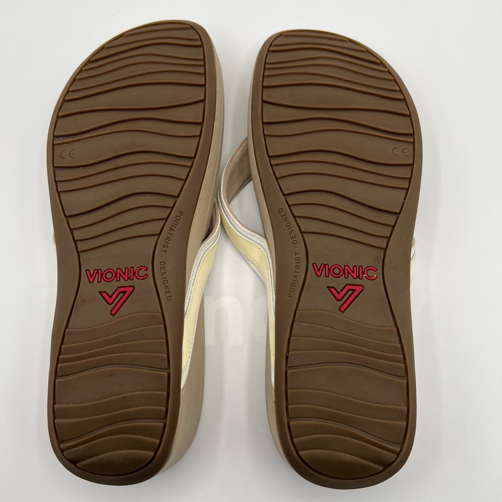 Vionic High Tide Platform Flip Flops Metallic Ivo… - image 6